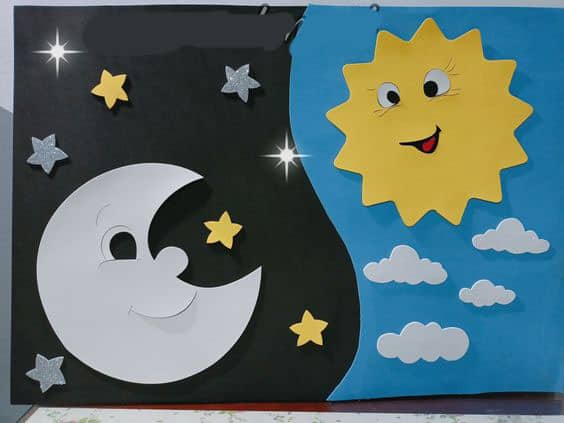 موضوع نقاشی ساده : شب و روز برای کودکان 5 نقاشی شب و روز