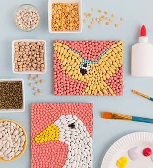 نقاشی با حبوبات پرندگان