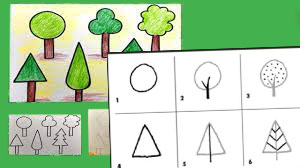 نقاشی درخت با اشکال هندسی